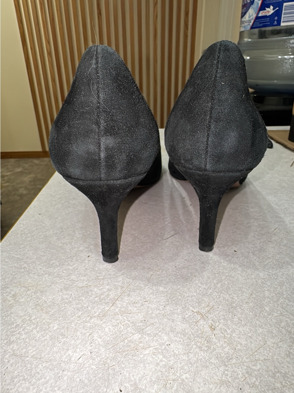 Franco Sarto Black Suede Pointed-Toe Pumps - Picture 5 of 8